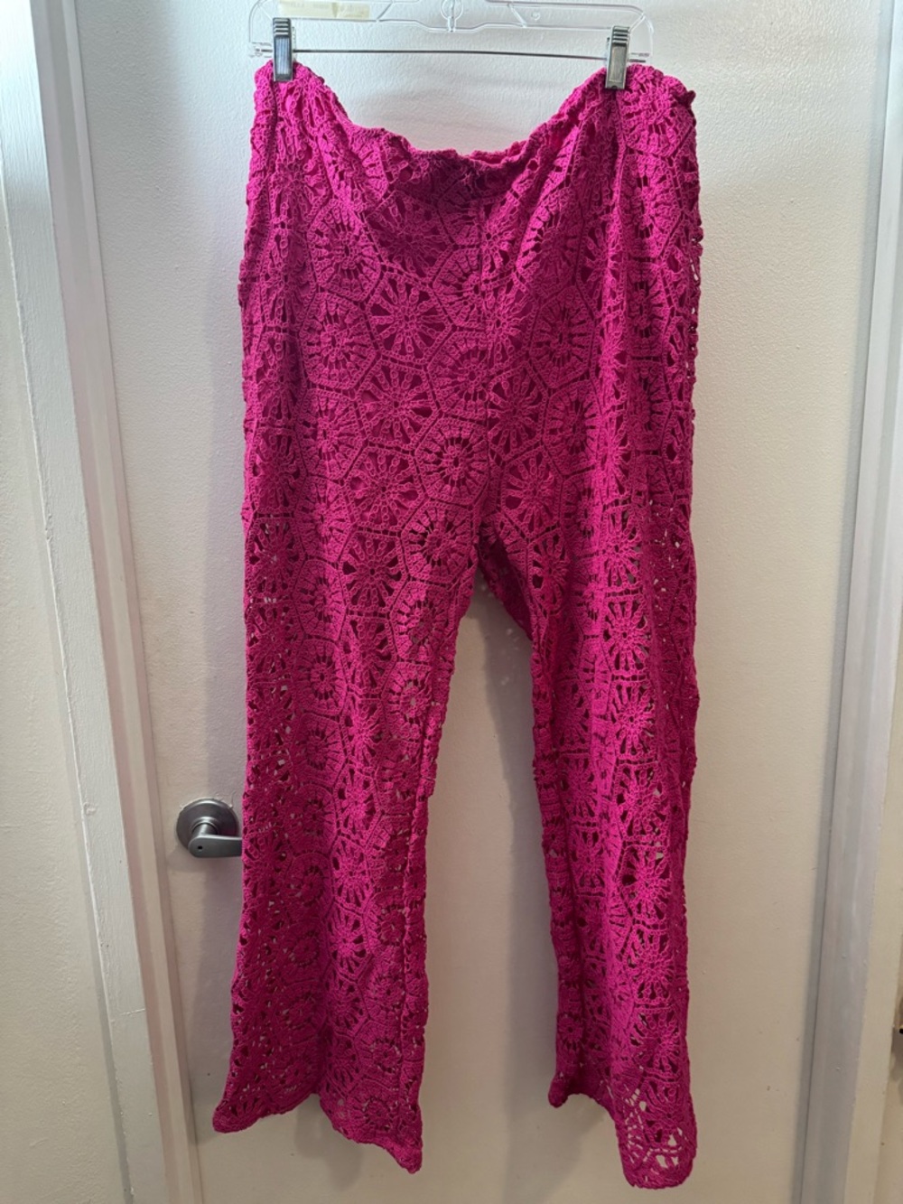 H&M NWT Crochet Wide-Leg Pants - Fuchsia Pink